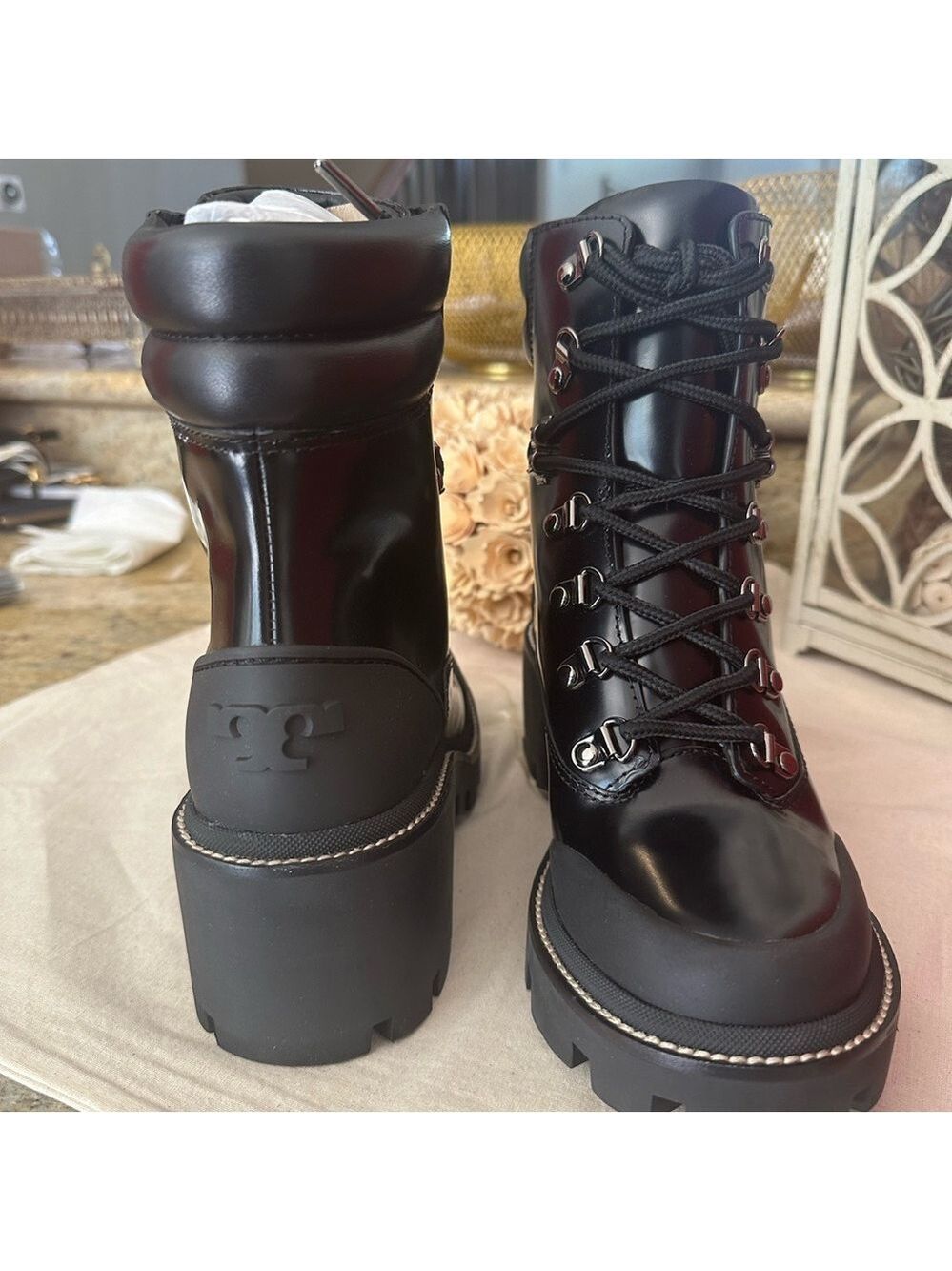New Tory Burch leather lug solo hiker boots - Picture 3 of 9